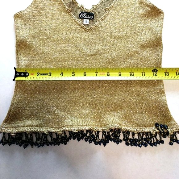 Gold Luxury Hand-Knit Sleeveless Top by Elaris Size Small - Picture 8 of 8